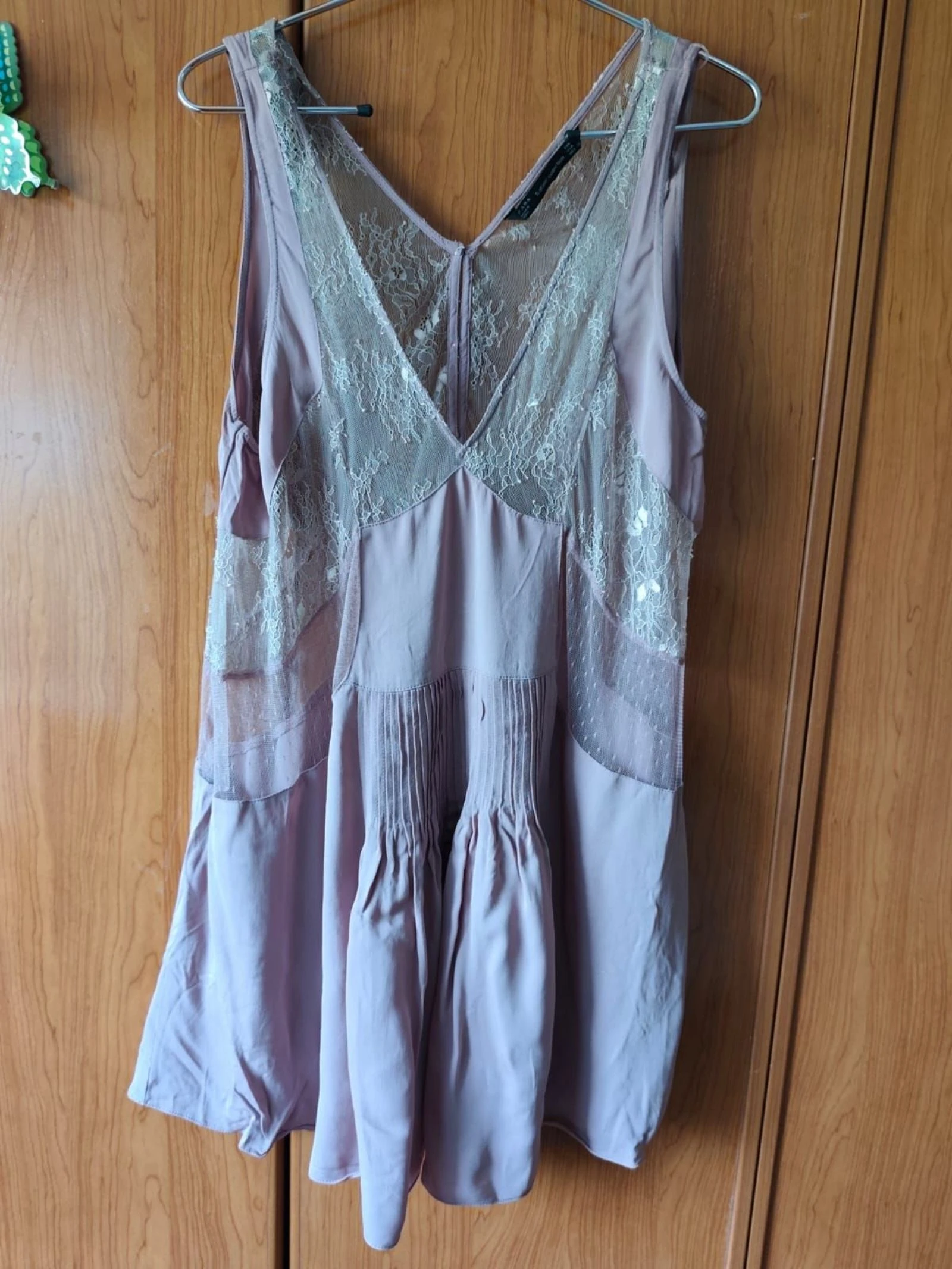 Zara Trafaluc vestido encaje rosa palo boho L
